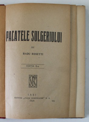PACATELE SULGERIULUI de RADU ROSETTI, 1924 foto