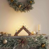 vidaXL Pod din Lum&acirc;nări de Crăciun cu 7 LED Maro 39.5 x 5 x 29 cm 42019701