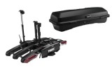 Suport biciclete Thule Epos 3 + Cutie portbagaj Thule Santu cu prindere pe carligul de remorcare (13pini)- pentru 3 biciclete (Copy 1)