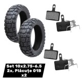 Set 2 Anvelope 10x2.75-6.5 + 2 Seturi Plăcuțe Fr&acirc;nă Trotinetă Kukirin G2 G3 Kamikaze K1
