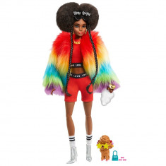 Papusa Barbie Extra Style Curcubeu GVR04 cu figurina si accesorii foto