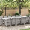 VidaXL Set de masă pentru grădină 15 pcs Gri deschis Ratan Polt 3378649