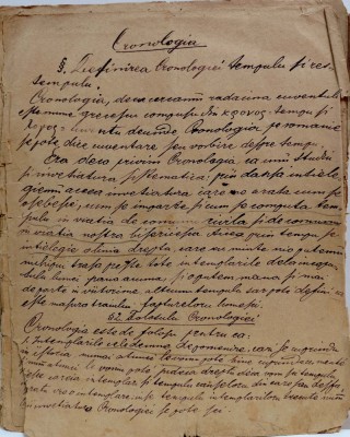 Manuscris rom&amp;acirc;nesc vechi: Cronologia. Reprezintă unul din cursurile de studiu urmate la Institutul Teologic din Arad. foto