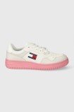 Tommy Jeans sneakers din piele TJW RETRO BASKET ESS culoarea alb, EN0EN02505