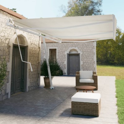 vidaXL Set st&amp;acirc;lp pentru copertină, alb, 600x245 cm, fier 315092 foto