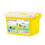 Set de constructie magnetic 3D - Circuit masinute (45 piese) PlayLearn Toys, MAGPLAYER