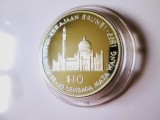 Cumpara ieftin Rară! Brunei 10 Dollars 1977 Proof UNC arg.925,moneda comemorativa tiraj limitat:10 000 bucati,in capsula originala cu filet,diam=38,60 mm,gr=28,45 gr