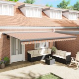 vidaXL Marchiză retractabilă manuală cu dungi multicolore 500x300 cm