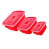 Caserola alimente, set 3 bucati, Rosu, ATU-089459, Oem