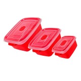 Caserola alimente, set 3 bucati, Rosu, ATU-089459, Oem