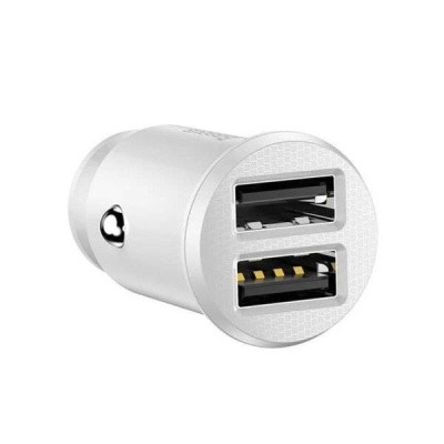 INCARCATOR auto Baseus Grain, 2 x USB Output 5V/3.1A, 15W total ambele porturi, pt. bricheta auto, alb &amp;amp;quot;CCALL-ML02&amp;amp;quot; (timbru verde 0.03 lei) foto