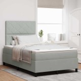 VidaXL Pat box spring cu saltea, gri deschis, dublu mic, catifea