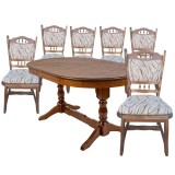 Set masa extensibila EURO 2 cu 6 scaune 230x97x82 cm, Nuc