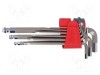 Set 9 chei imbus sferic PROLINE, oțel S2, 1.5-10 mm