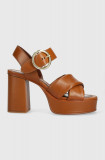 Cumpara ieftin See by Chlo&eacute; sandale de piele Lyna culoarea maro, SB36033A