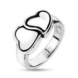 Inel din oțel inoxidabil - inimă dublă - Marime inel: 49