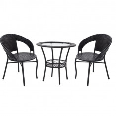 Set 2 scaune si masa din ratan interior/exterior terasa/gradina modern foto