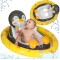 Colac de inot Intex 59570, gonflabil, cu scaun pentru bebelusi, model pinguin, multicolor