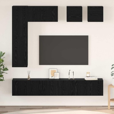 Set comodă TV 8 pcs Stejar negru Lemn compozit foto