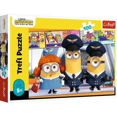 PUZZLE TREFL 100 PIESE MINIONII LA AEROPORT foto