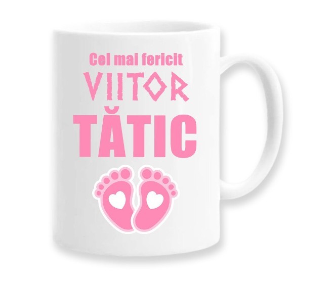 Cana alba personalizata &quot;Cel mai fericit viitor tatic&quot;, INOVATIX&reg;. 330ml