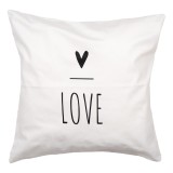 Fata perna decorativa textil alb negru Love 45x45 cm