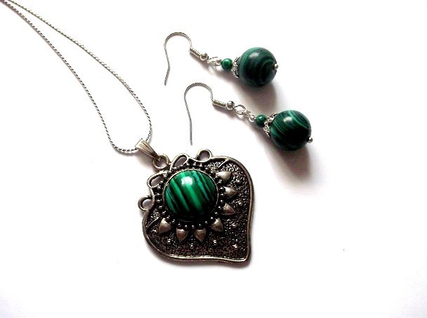 set colier si cercei cu malachit 46466