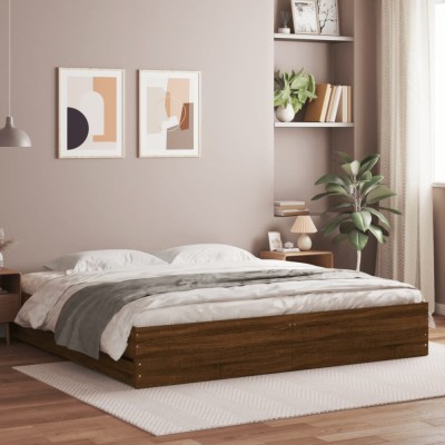 vidaXL Cadru de pat cu sertare stejar maro 200x200 cm lemn prelucrat 3207251 foto