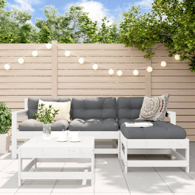 vidaXL Set mobilier relaxare de grădină 5 piese alb lemn masiv de pin foto