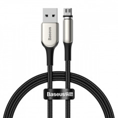 Cablu pentru incarcare si transfer de date Baseus Magnetic Zinc, USB/Micro-USB, 2A, 1m, Negru foto