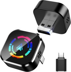 Adaptor Wireless Apple CarPlay &amp; Android Auto 2-in-1 Techstar M17+, USB/USBC Plug &amp; Play, Wi-Fi 5.8GHz + Bluetooth, Mini Compact, Conectare Automata,
