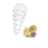 Set 6 Capace Silicon Premium flexibile, inlocuitor folie strech, dimensiuni diferite, reutilizabile, elastice, Transparent