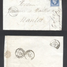 France 1859 Postal History Rare Old Cover + Content Bodeaux to Nantes DB.494