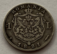 1 Leu 1881 Argint, Romania, VF foto