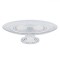 Platou Pentru Prajituri, Model Sculptat, Sticla, Transparent, Diametru 32.5 cm, Inaltime 9.5 cm