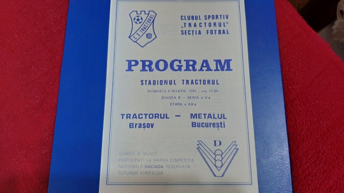 program Tractorul Bv. - Metalul Buc.