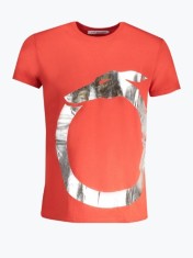 Tricou barbati din bumbac cu logo si croiala Regular fit, TRU2MTS01, Rosu, S foto