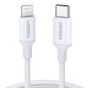 Ugreen - Data Cable US171 (10493) - for iPhone, iPad, Fast Charge, USB-C to Lightning, 3A, 480Mbps, MFI Certified, 1m - White