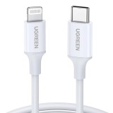 Ugreen - Data Cable US171 (10493) - for iPhone, iPad, Fast Charge, USB-C to Lightning, 3A, 480Mbps, MFI Certified, 1m - White