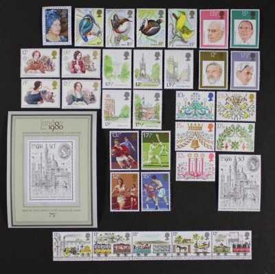 ANGLIA 1980-Toate timbrele care au fost emise in 1980-comemorative si uzuale-MNH foto