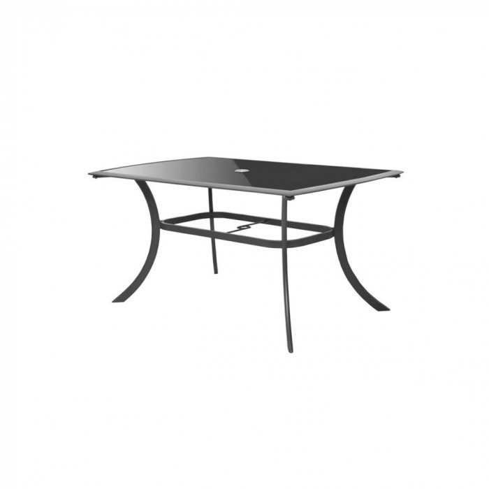 Masa pentru gradina si terasa HECHT HONEY TABLE, blat din sticla neagra securizata, cadru din profile aluminiu, 150 x 90 x 72 cm