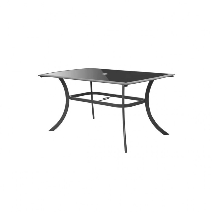 Masa pentru gradina si terasa HECHT HONEY TABLE, blat din sticla neagra securizata, cadru din profile aluminiu, 150 x 90 x 72 cm