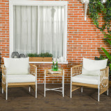 Cumpara ieftin Outsunny Mobilier de Terasa din Rachita din 3 piese, Set de Terasa de Exterior din Ratan din PE, Mobilier de Balcon cu Perne Moi pentru Sezut