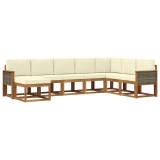 vidaXL Set de canapele de exterior cu pernă 8 pcs Natural și Crem 3385446