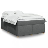 Gossi pat box spring cu saltea, gri inchis, 140x200 cm, textil