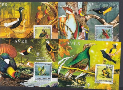 Sao Tome &amp;amp; Principe - 4 BL PASARI - SCUTISM - MNH foto