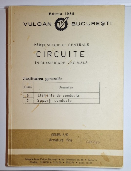 VULCAN București &ndash; Circuite &icirc;n clasificare zecimală, Grupa 6.90: Armătură fină (Ediția 1988)