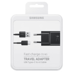 Adaptor + Cablu de date type C Samsung EP-TA20EBECGWW, Fast Charging, Negru