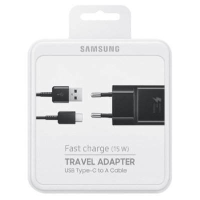 Adaptor + Cablu de date type C Samsung EP-TA20EBECGWW, Fast Charging, Negru foto