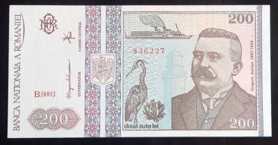Rom&amp;acirc;nia, 200 Lei 1992, UNC. foto